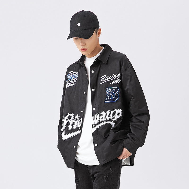 Unisex Shirt Embroidery Baggy Coat