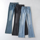 Women Jeans Distressed Retro Easy Matching Casual Flared Pants