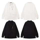Long Sleeve Shirt Irregular Necklace Oversize Solid Color