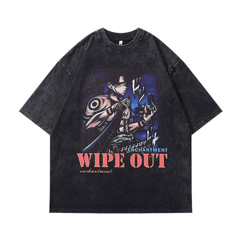 Men T-Shirt Cartoon Vintage Print Distressed