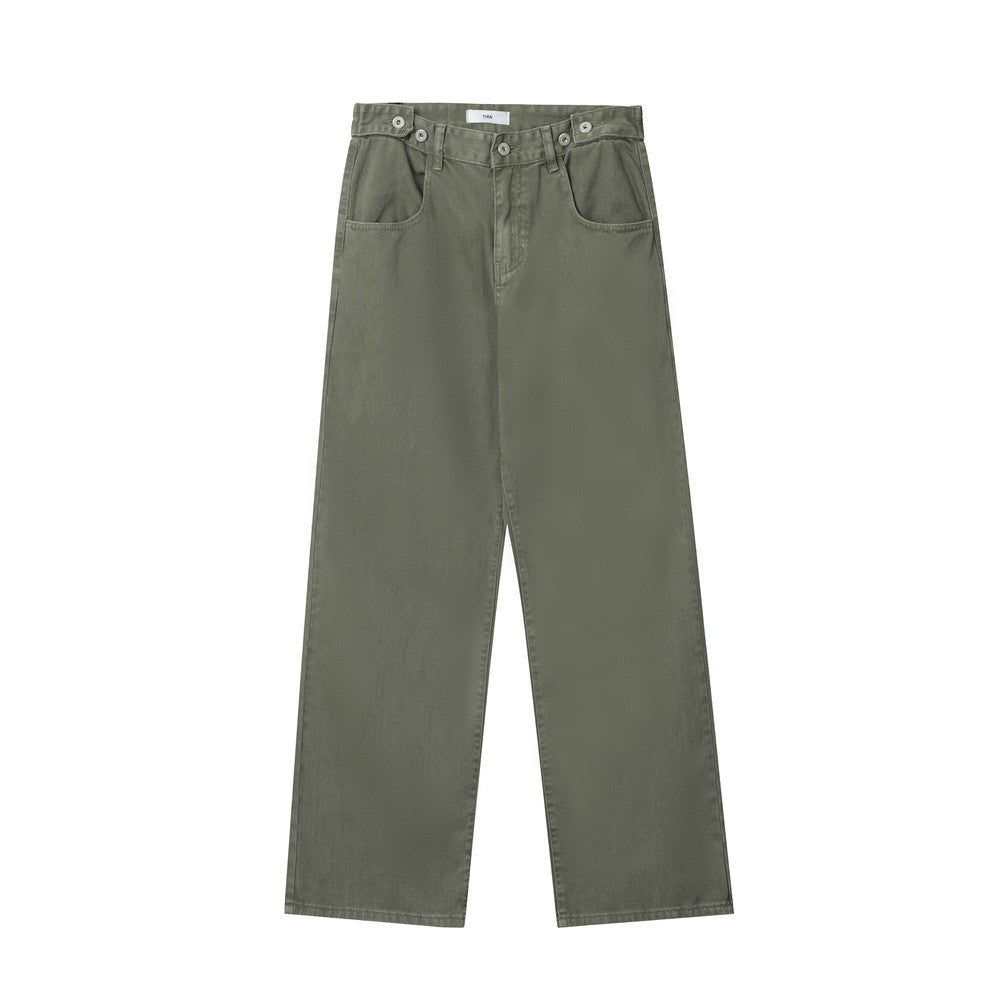 Men Jeans Solid Color Loose Trendy