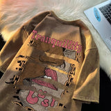 Men T Shirt Retro Heavy Distressed Casual plus Size