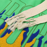 Men Shorts Flame Embroidery Sports Loose Leisure