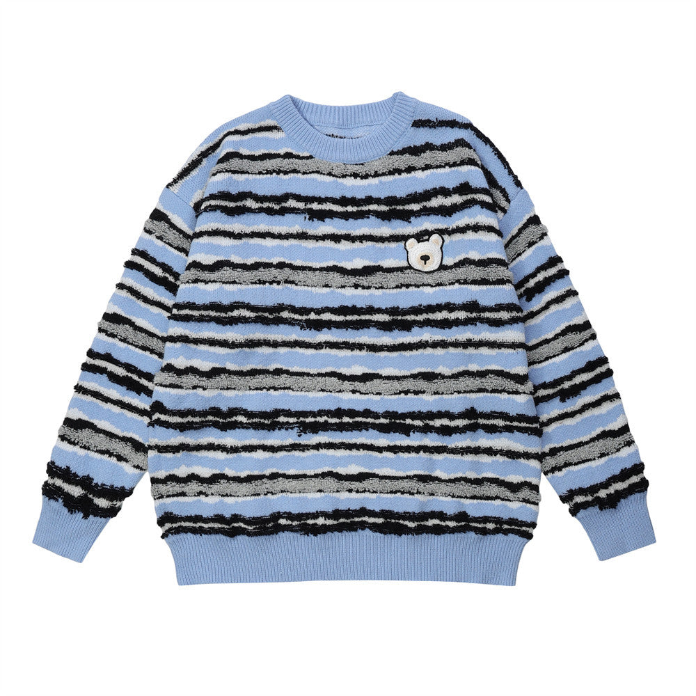 Men Sweater Striped Sweater Loose Casual