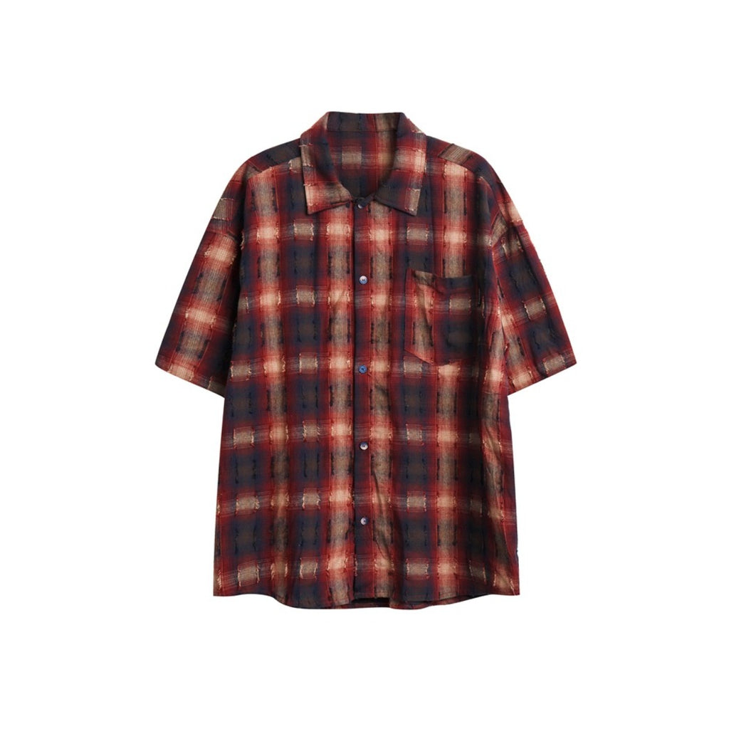 Unisex Shirt Loose Plaid Shirt Coat