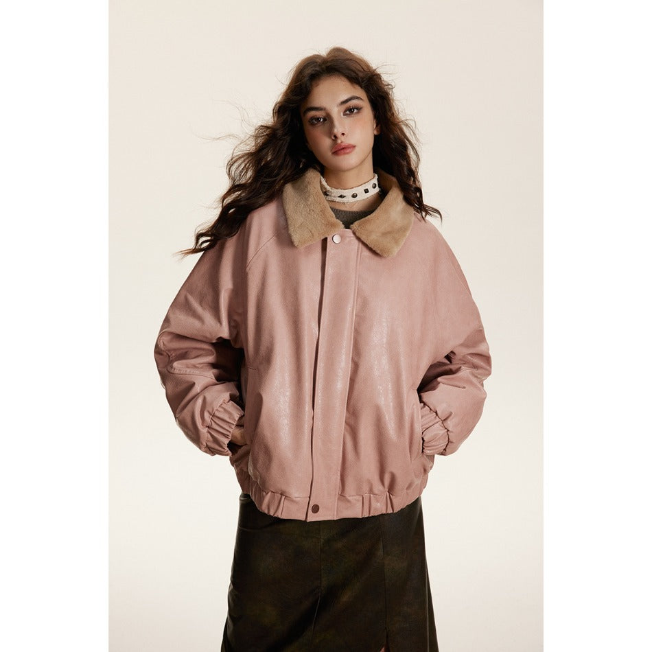 Unisex Coat Winter PU Leather Thickening