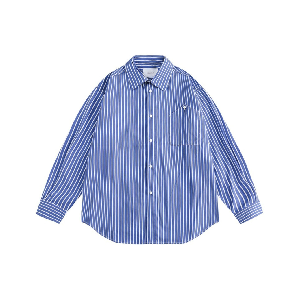 Unisex Shirt Cityboy Striped Loose Casual Long Sleeves Shirt