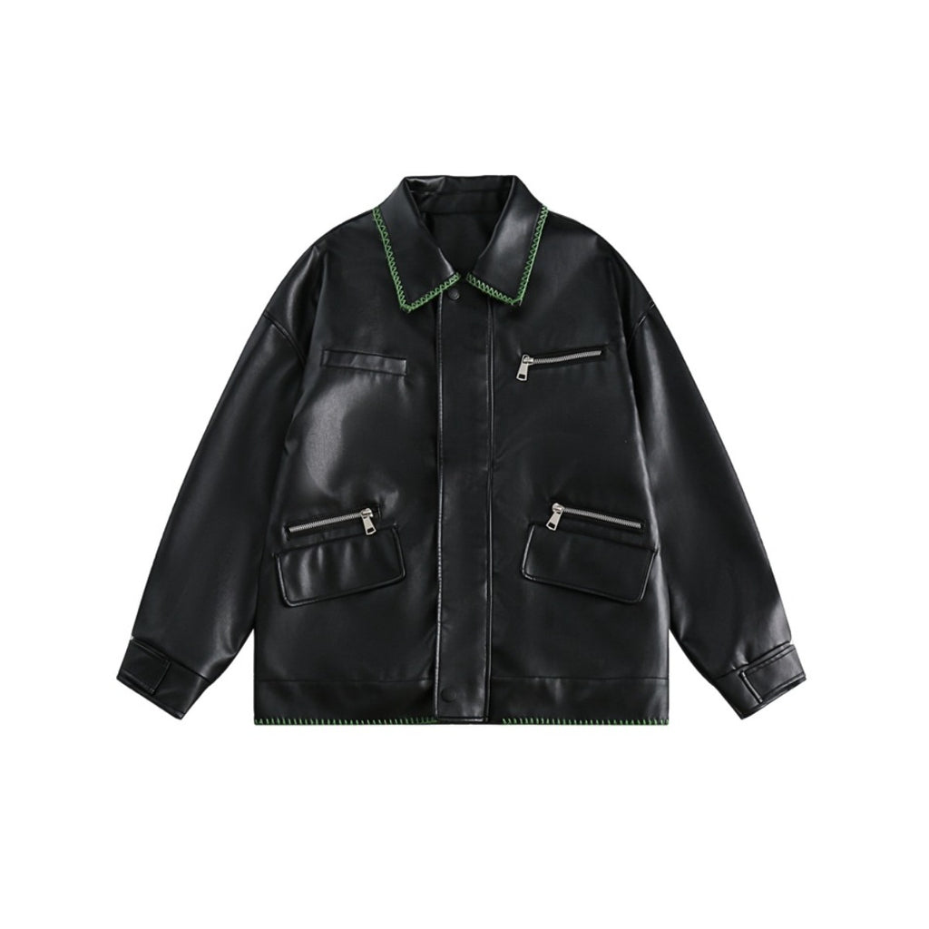 Unisex Pu Jacket Rock Motorcycle Pu Jacket Couple Flip