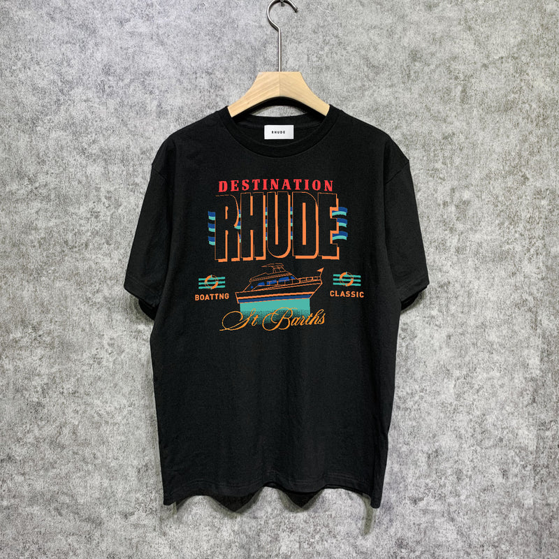 Rhude T Shirts Printed Trendy Pure Cotton