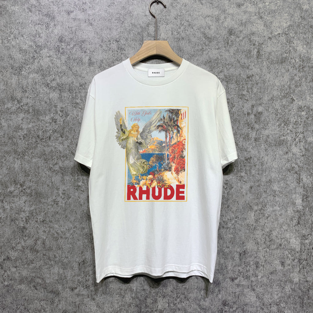 Rhude T Shirts Printed Trendy Pure Cotton