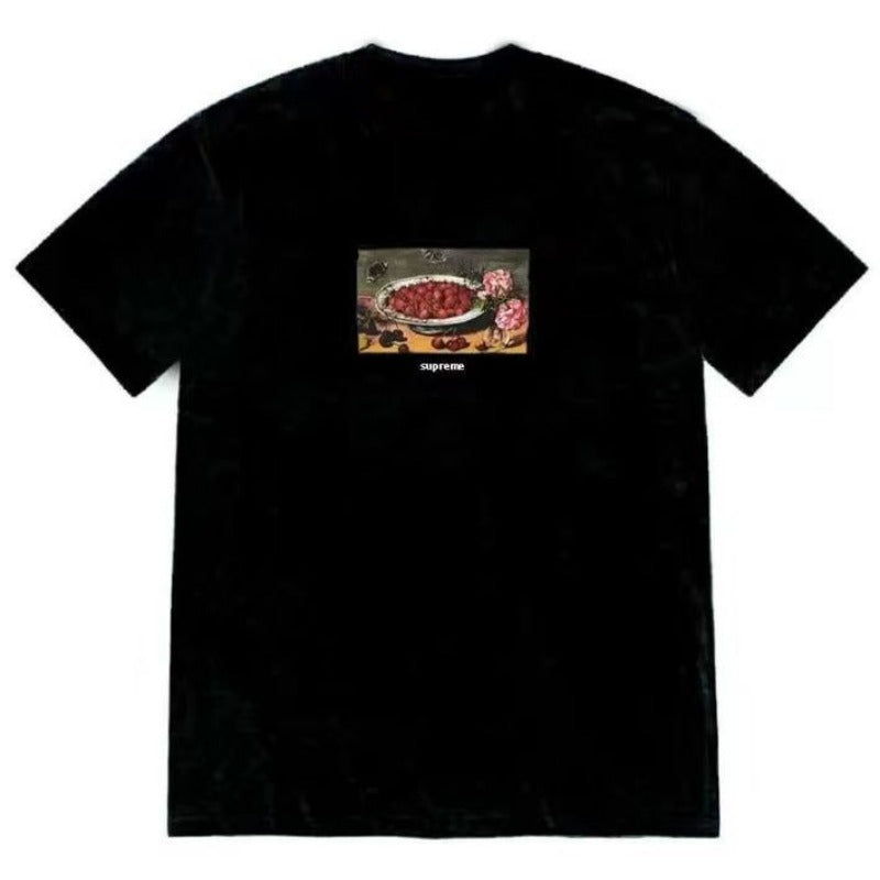 Supreme Men's Alphabet Cartoon Printed Cotton T-shirt Couple