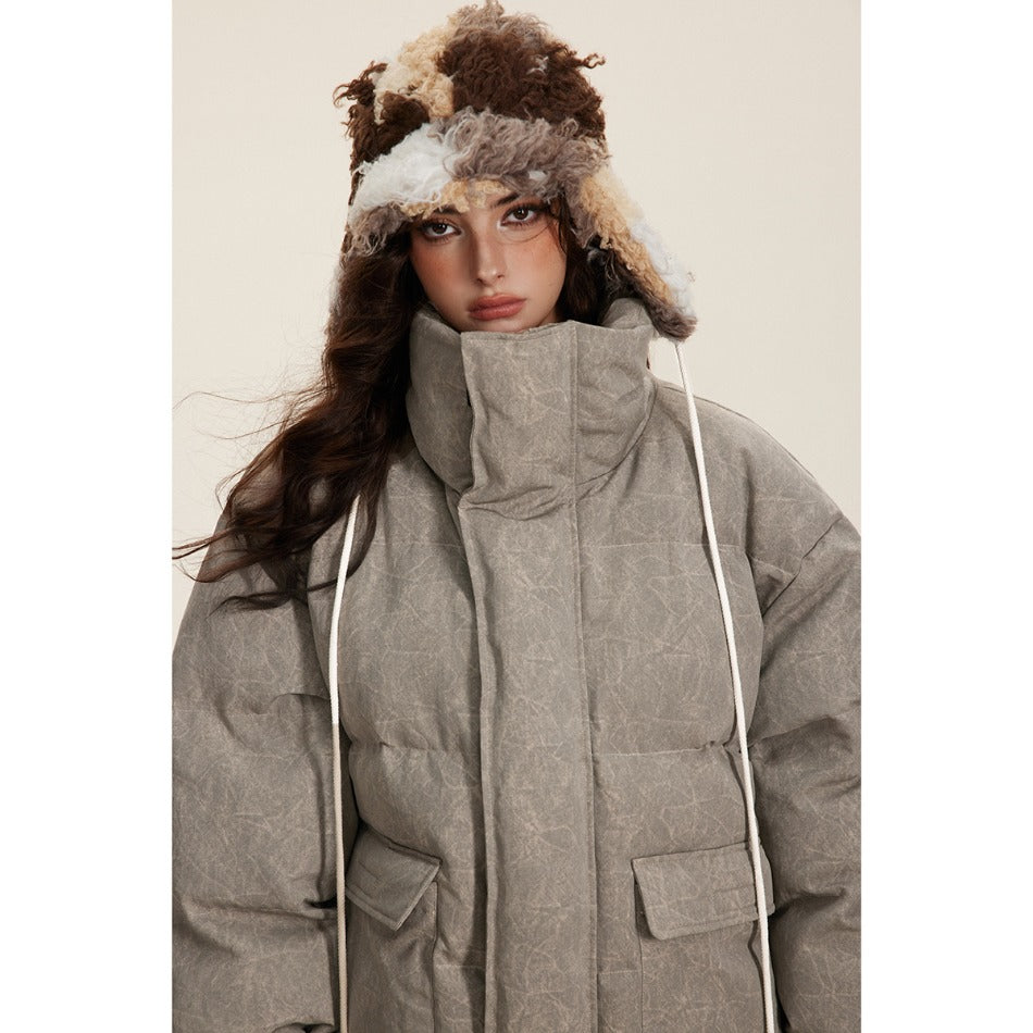 Unisex Coat Stand-up Collar Thick Warm Winter