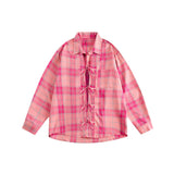 Unisex Shirt Loose Long Sleeve Plaid Shirt