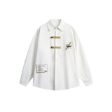 Unisex Shirt Stitching Plaid Long Sleeve Baggy Coat