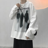 Men T Shirt Retro Hip Hop Loose Bottoming Shirt