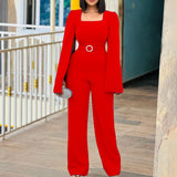 Women Co-Ords plus Size Solid Color Wide Leg Beaded Cloak