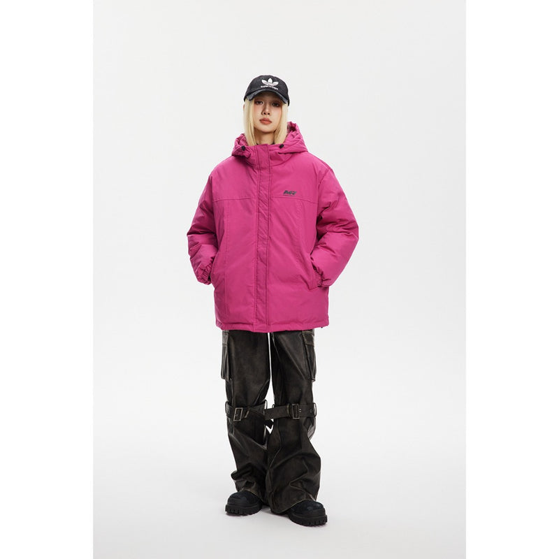 Unisex Coat Rose Red Loose Winter Thick Cotton-Padded Coat