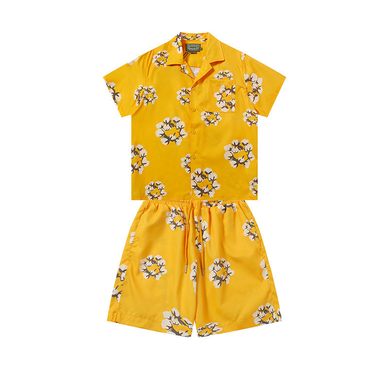 Denim Tears T shirt & Shorts 2 Piece Set Button cardigan woven