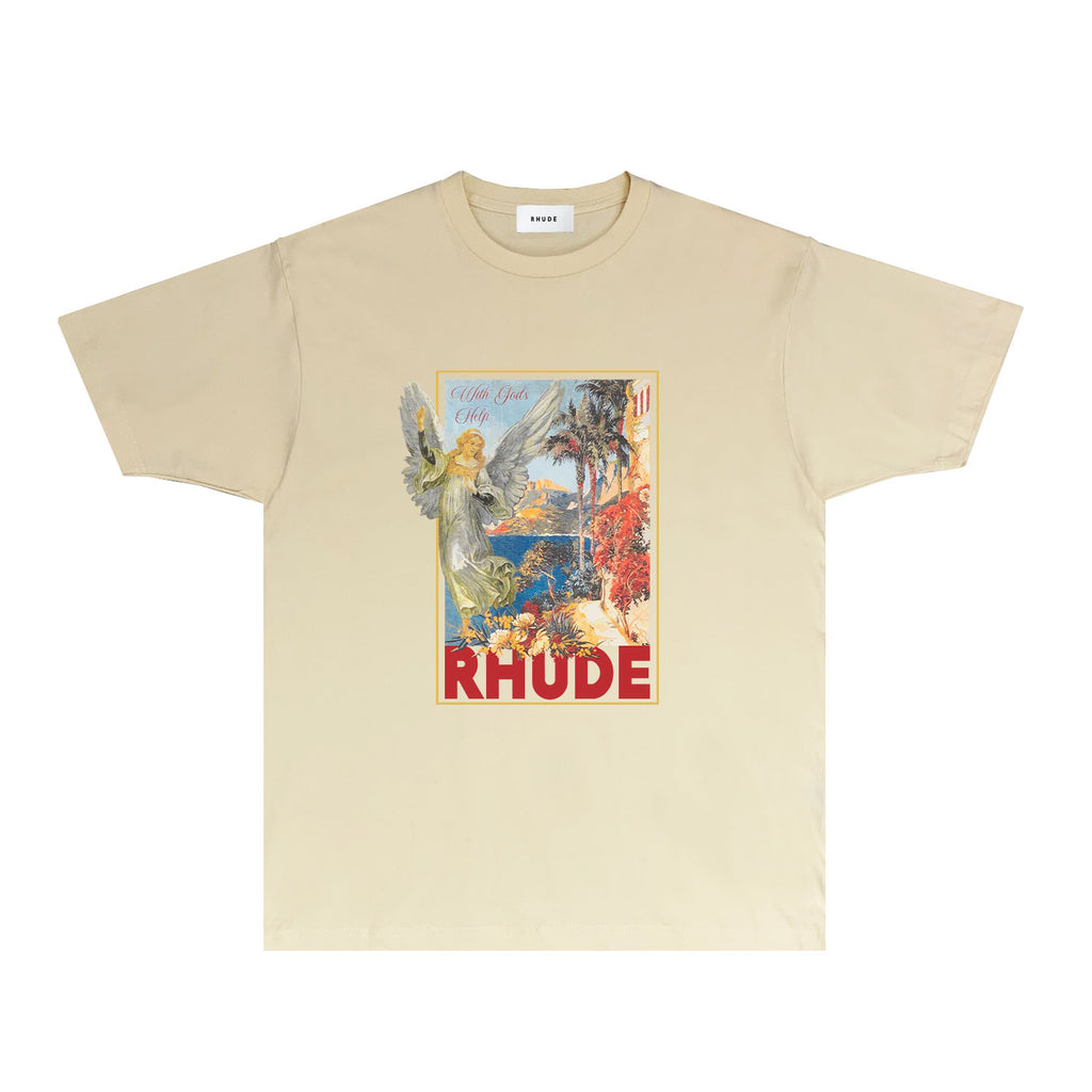 Rhude T Shirts Printed Trendy Pure Cotton