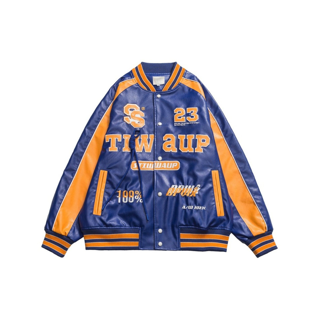 Unisex Pu Jacket PU Leather Baseball Jacket