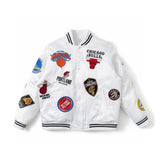 NBA Jacket with All Teams Patches Multi-Team Logo Embroidered Cotton Baseball Uniform