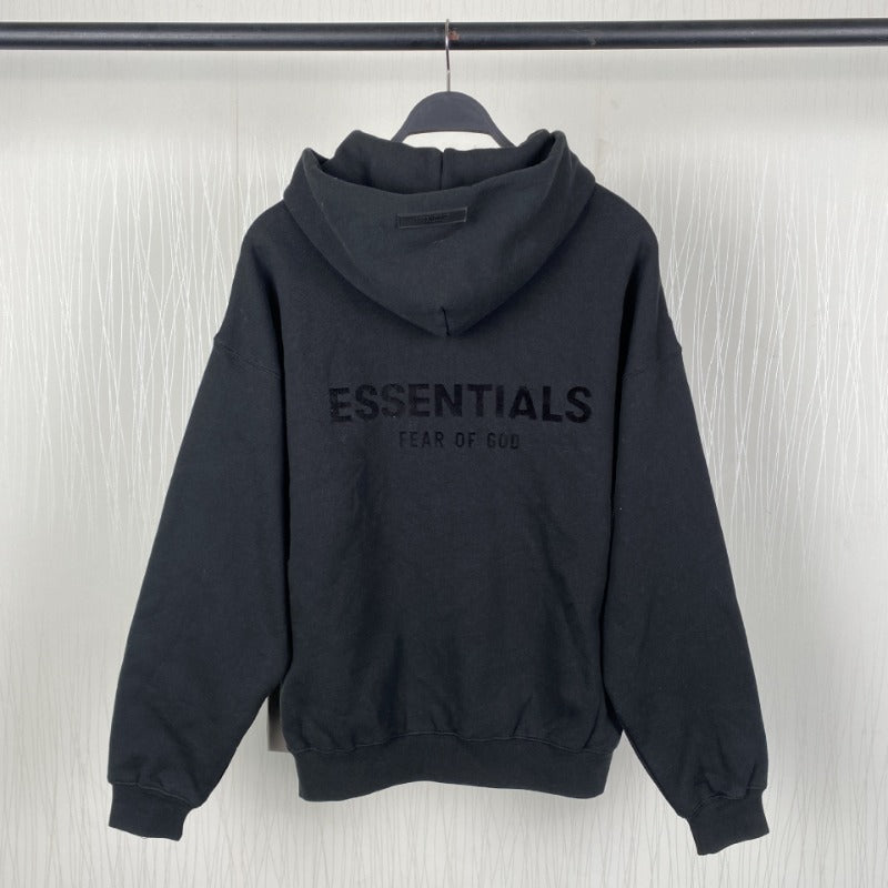 Fog Essentials Hoodie Sweater Black Letters Flocking