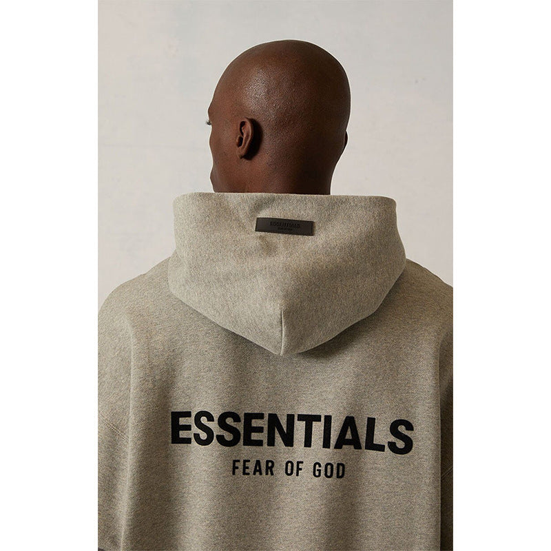 Fog Essentials Hoodie Sweater Black Letters Flocking