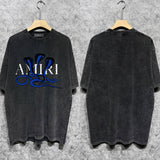Amiri washed t-shirt new font cobra printing short sleeve