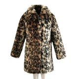 Women Fur Jacket Fashion Leopard Print Thickened Fleece Coat