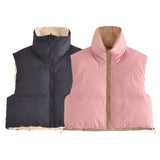Women Cotton Coat Retro Simple Stand-up Collar Thick down