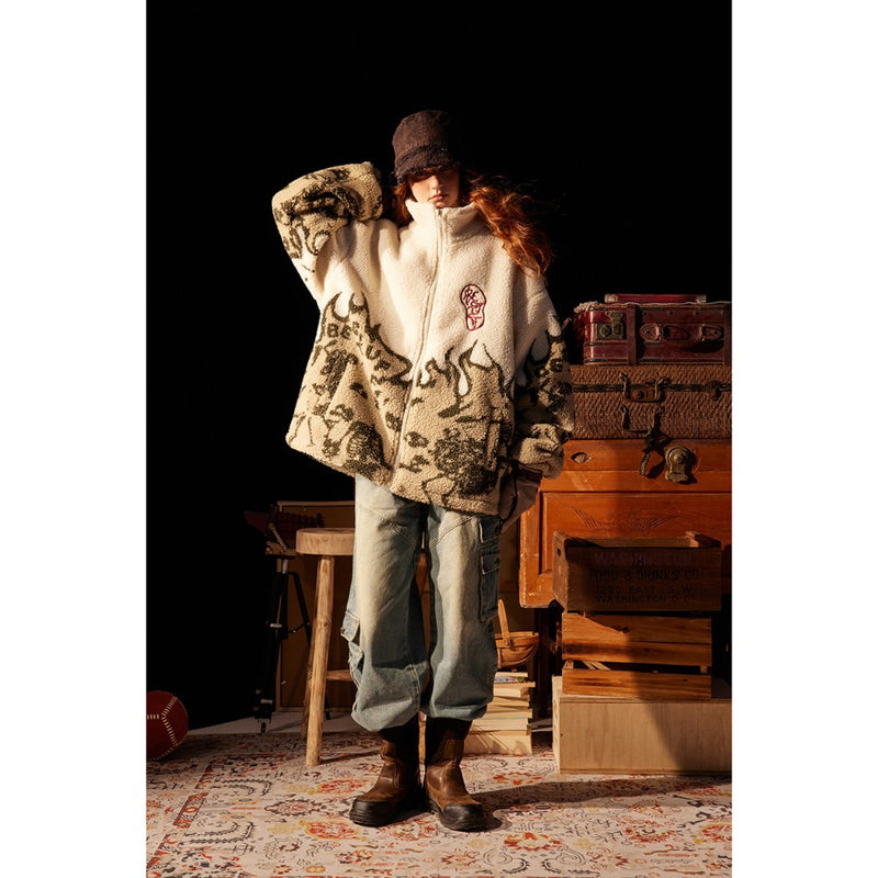 Unisex Coat Lamb Wool Coat Plush Thickened Warm