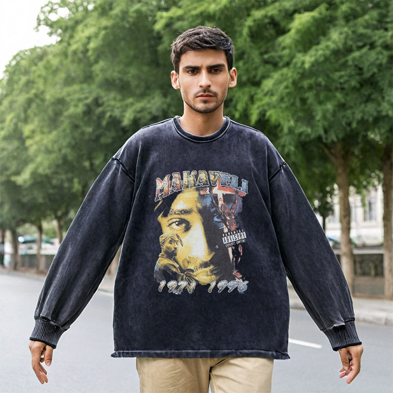 Mens Vintage Long Sleeve Shirt Vintage T-Shirt Men's Street