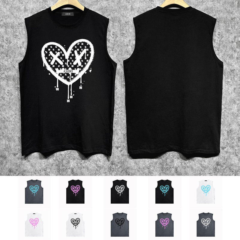 Amiri tank top splash paint heartprinting
