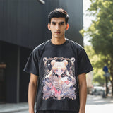 Mens Vintage T Shirt Summer Print Wash Shirt