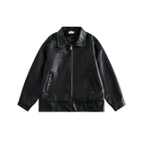 Unisex Pu Jacket Retro PU Leather Coat Loose All-Match