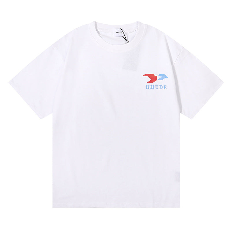 Rhude T Shirt Hip Hop Men's and Women's Same Loose Casual Simple
