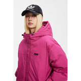 Unisex Coat Rose Red Loose Winter Thick Cotton-Padded Coat