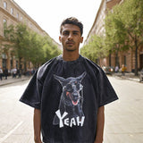 Mens Vintage T Shirt Summer Doberman Print