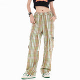 Cargo Pants Plaid Colorblock Multi-Pocket Cargo Pants
