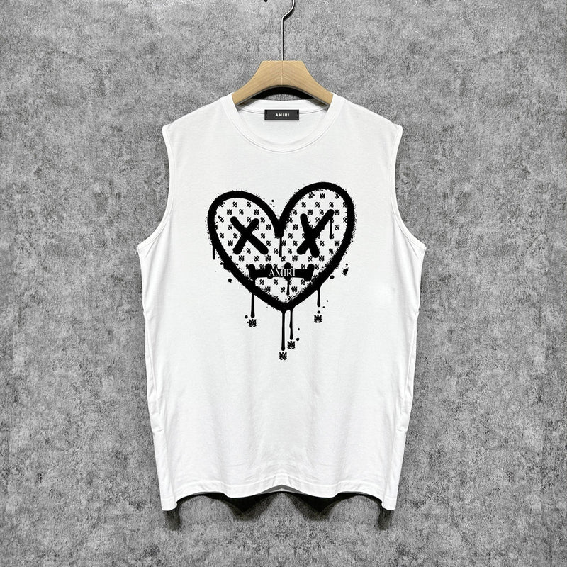 Amiri tank top splash paint heartprinting