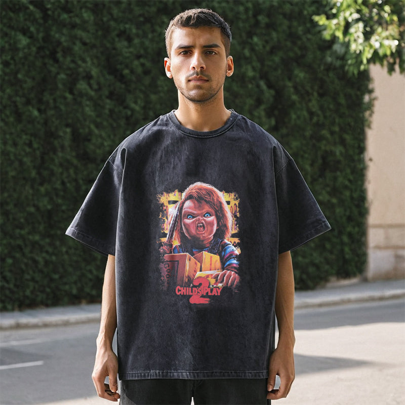 Mens Vintage T Shirt Short Sleeve T-Shirt Men's and Women's Loose