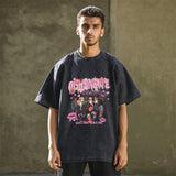 Mens Vintage T Shirt Neckline Short Sleeve T-Shirt Men