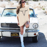 Wrenpies Western Cow Skull Shirts for Women Oversized