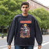 Mens Vintage Long Sleeve Shirt Washed Long Sleeve T-Shirt Men's and Women's