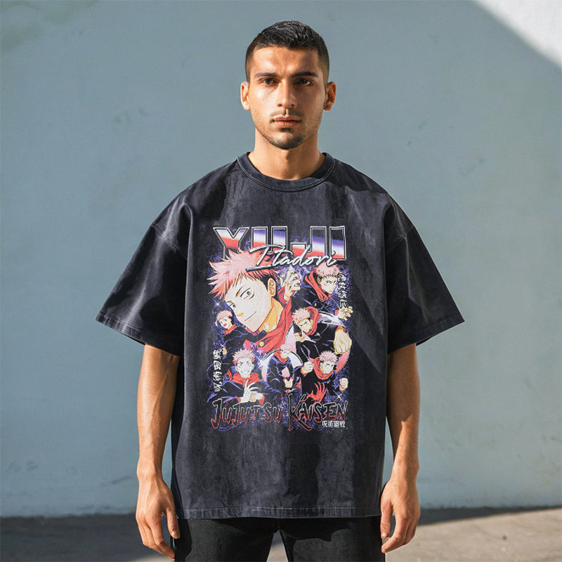 Mens Vintage T-Shirt Cartoon Print Short Sleeve T-Shirt