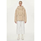 Women Cotton Coat Breasted Loose and Warm Diamond Grid Cotton Jacket