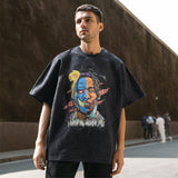 Mens Vintage T Shirt Washing Water Short Sleeve T-Shirt Men