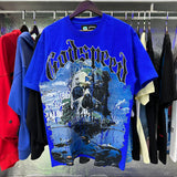 Godspeed T Shirts Skull Landscape Printing Cotton Casual Short Sleeves Men and Women