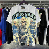 Godspeed T Shirts Skull Marines Printed Cotton Casual Short Sleeves Men and Women