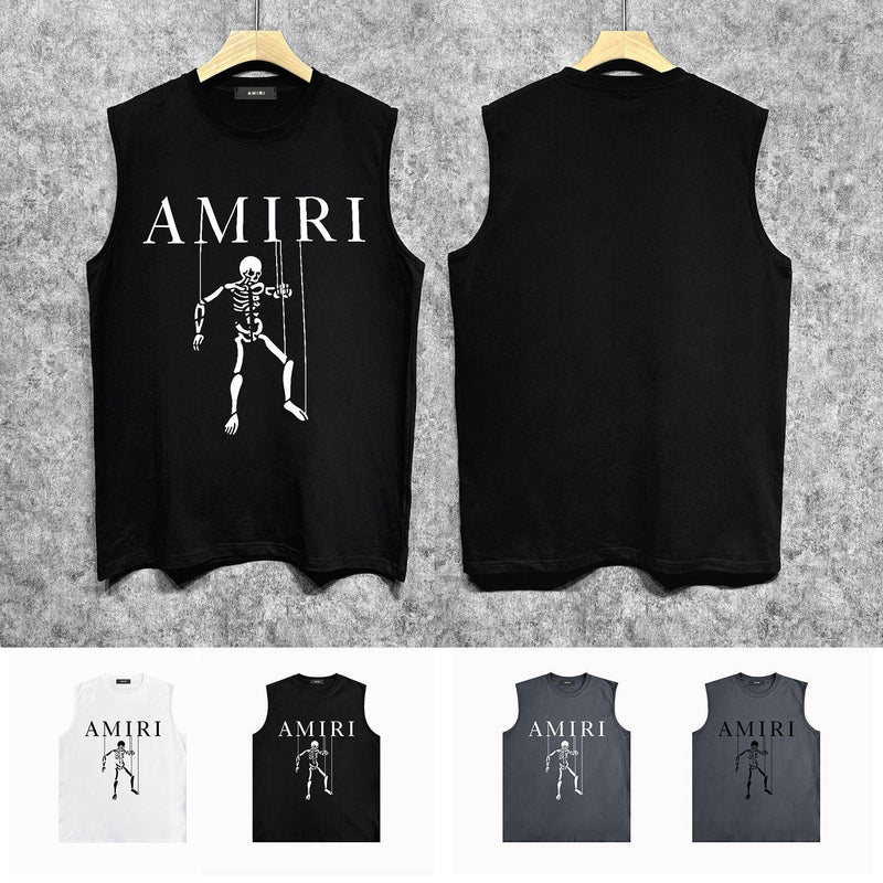 Amiri tank top skull puppet printing